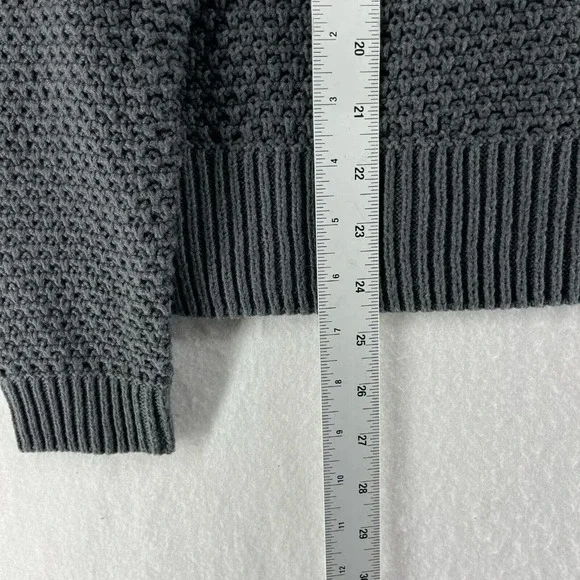 Gap Sweater Women's Sz Small Gray Crew Neck Knit Ribbed Trim Textured Pullover - Picture 4 of 13